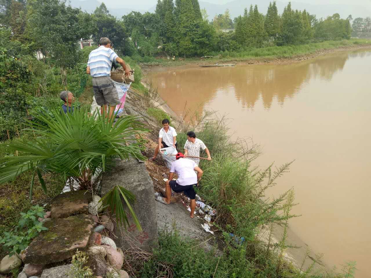 ３.志愿者们“清河行动”清理青衣江河道垃圾.jpg
